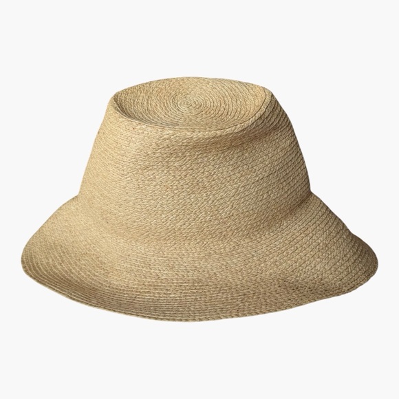 Janessa Leone Straw Hat Large Natural Raffia Boho Resortwear - Picture 8 of 11